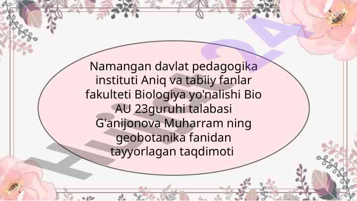 Geobotanika fanidan taqdimot odatda mintaqalar