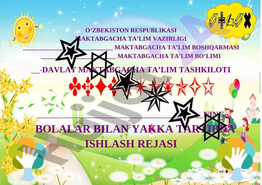 Maktabgacha ta'lim tashkiloti ijtimoiy faoliyatlar rejasi
