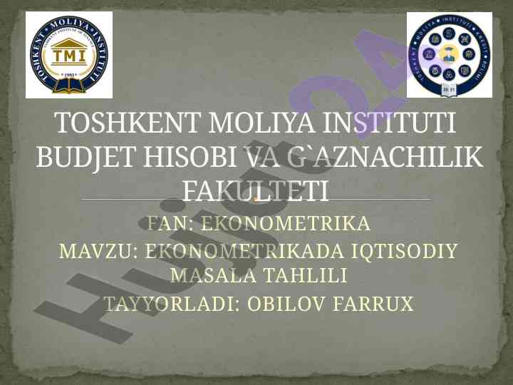 Iqtisodiy masala tahlili ekonometriyada