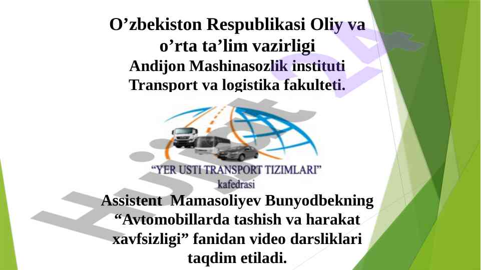 Avtomobillarda tashish va harakat xavfsizligi laboratoriyasi