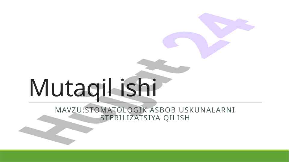 Stomatologik asboblarni sterilizatsiya qilish