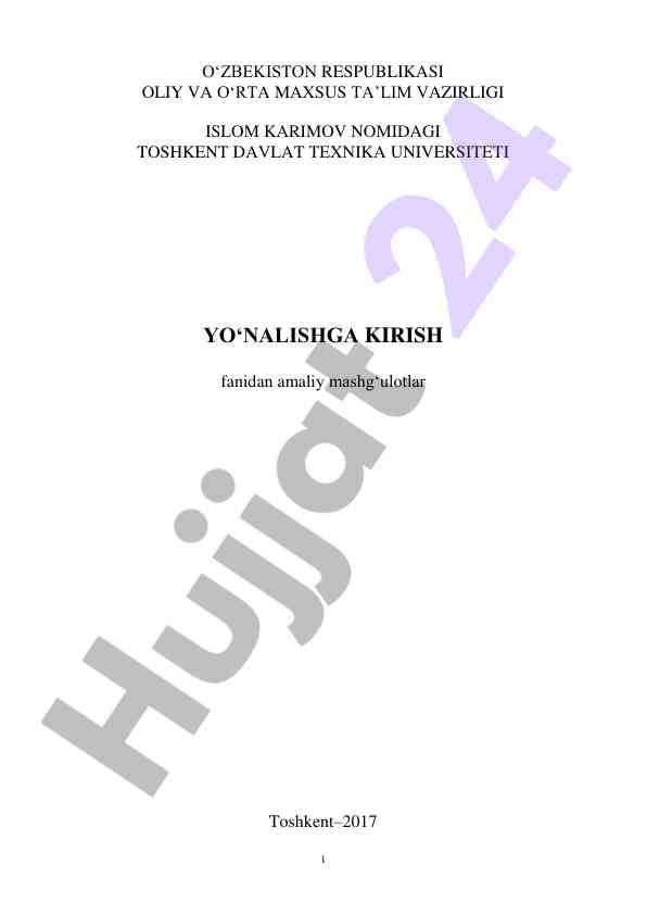 Amaliy mashg‘ulotlar elektr energetikasi ta'lim yo‘nalishi