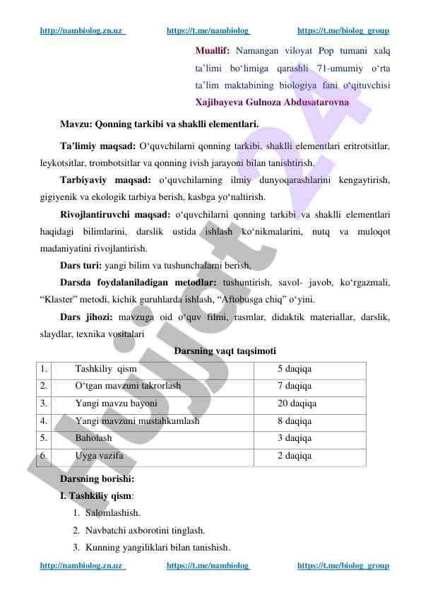 Qonning tarkibi va shaklli elementlari
