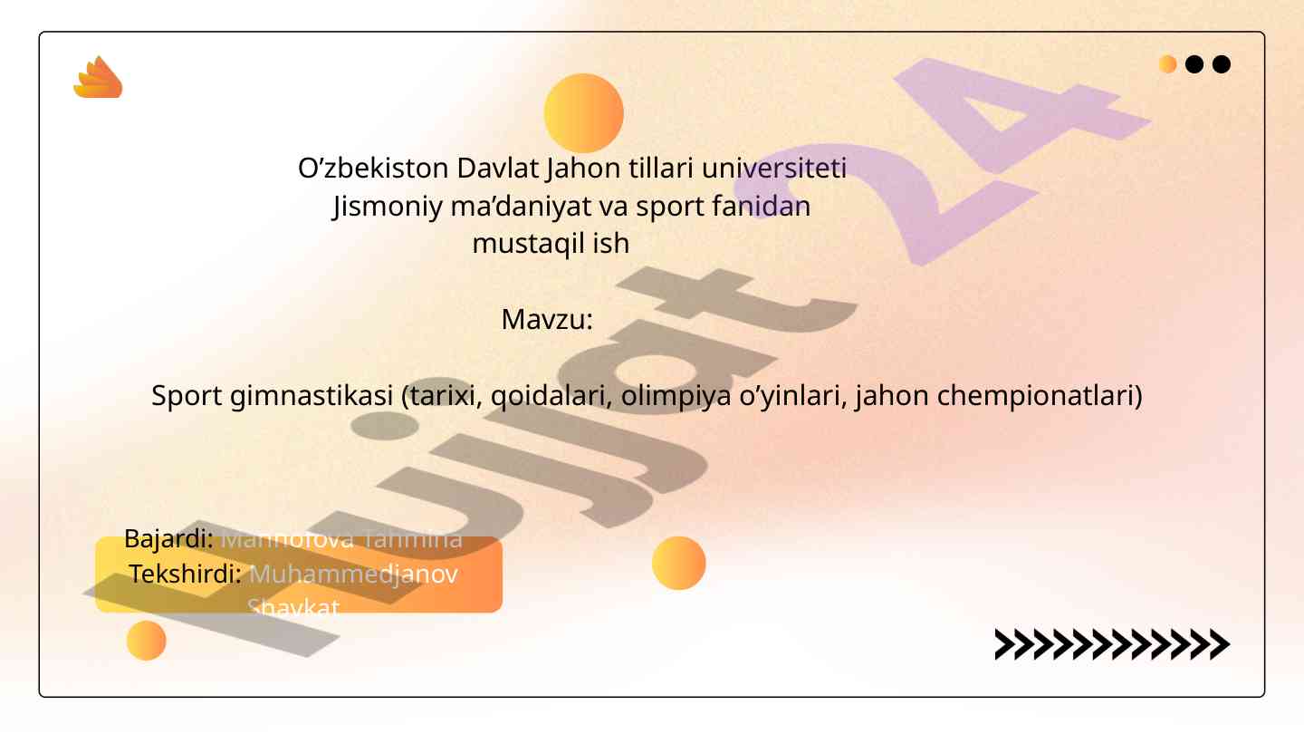 Sport Gimnastikasi Tarixi Va Qoidalari