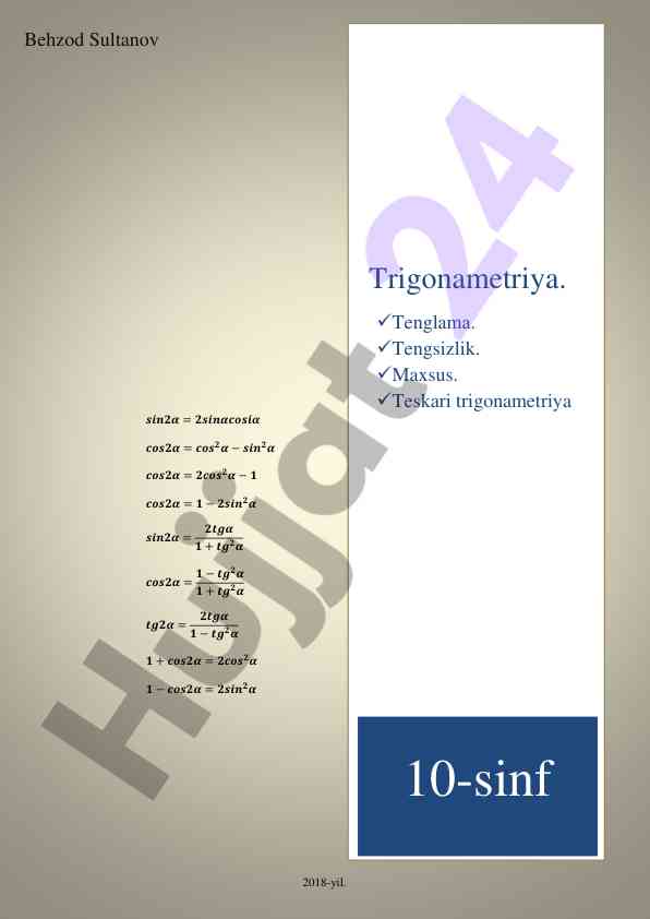 Trigonometriya tenglamalari va aylanish koordinatalari