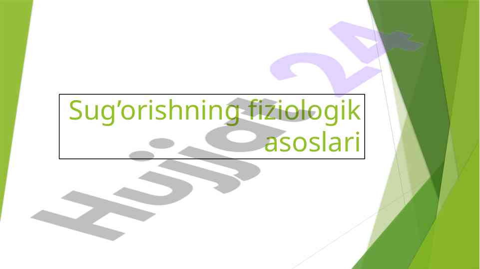 Sug’orishning Fiziologik Asoslari
