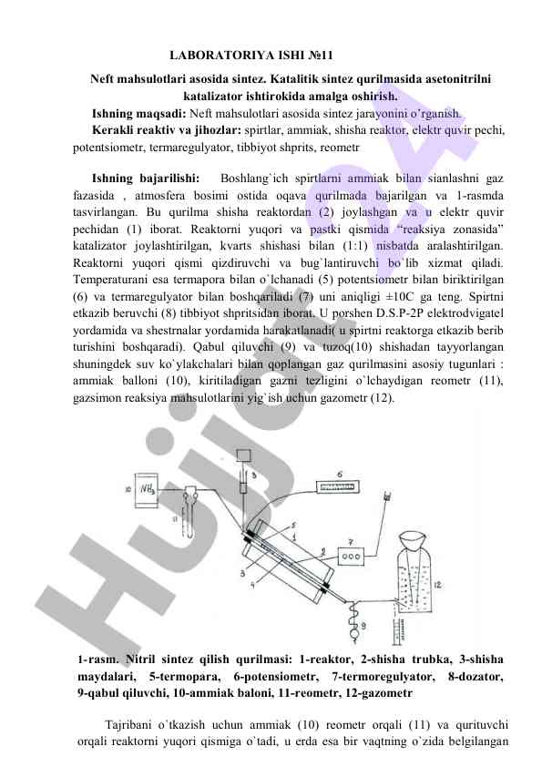 Neft mahsulotlari asosida katalitik sintez jarayoni