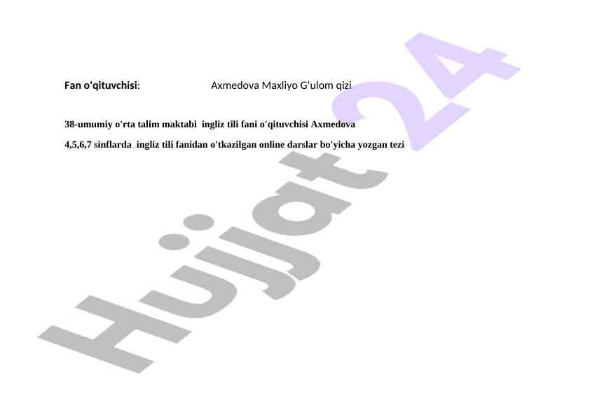 Online ingliz tili darslari tezi