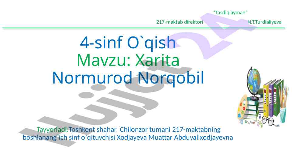 4-sinf o'qish mavzu xarita dars ishlanmasi