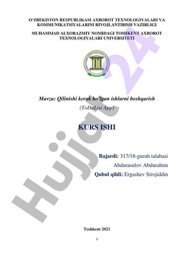 Qilinishi kerak bo‘lgan ishlarni boshqarish app