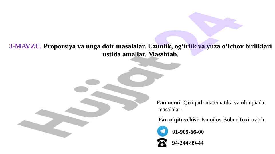 Proporsiya va unga doir masalalar