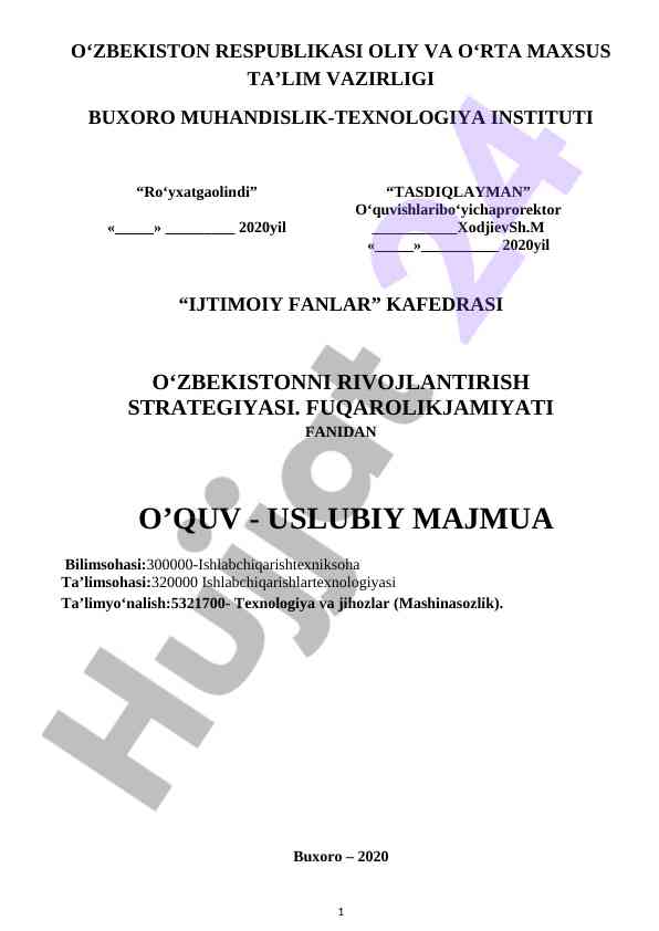 O‘quv usuliy majmua fuqarolik jamiyati fanidan