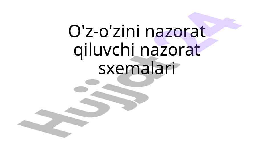 O'z-o'zini nazorat qiluvchi nazorat sxemalari