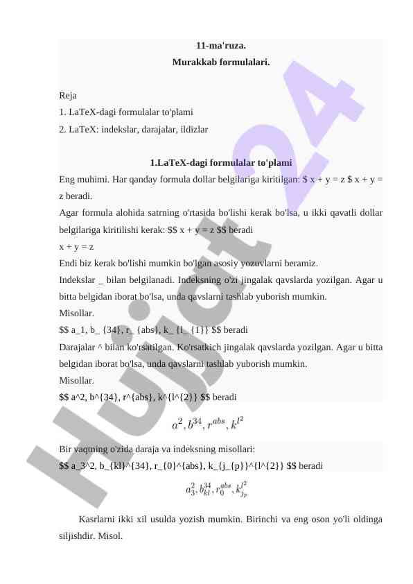 Murakkab formulalar va latex yozish usullari