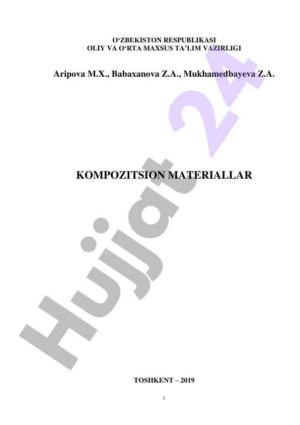 Kompozitsion materiallar o‘quv qo‘llanma