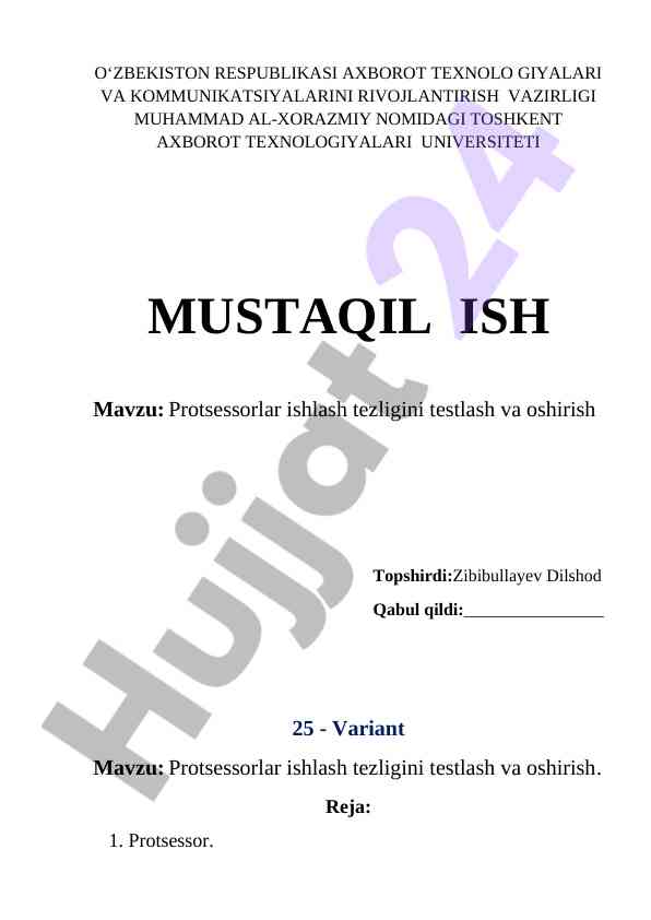Protsessorlar ijtimoiy tezligini testlash va oshirish