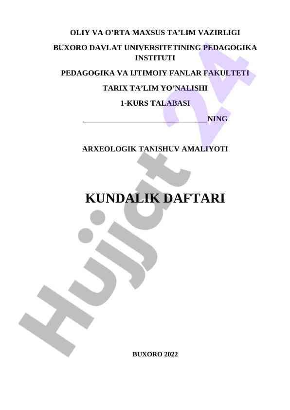 Arxeologik tanishuv amaliyoti kundalik dasturi