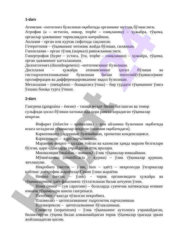 Ontogenez buzilishi va toki tizimi