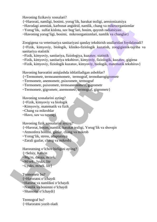 Havoning fizikaviy xossalari va tekshirish usullari