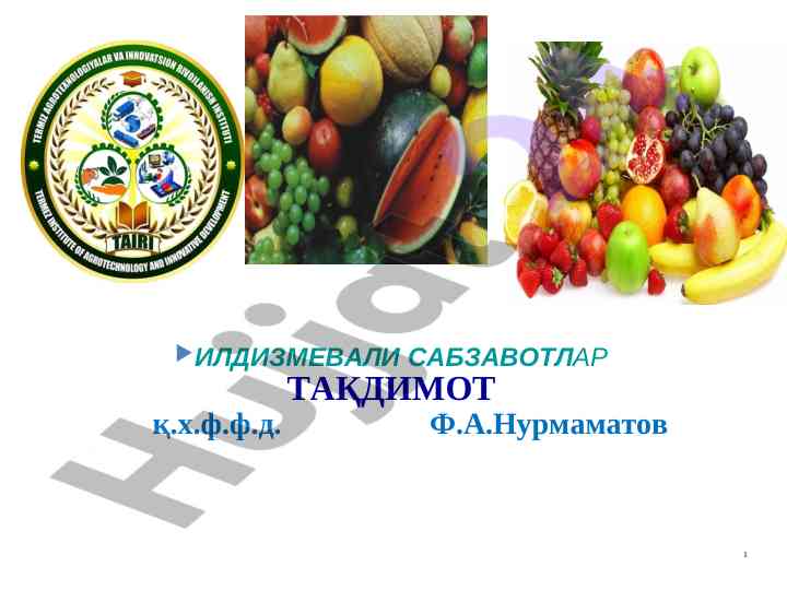 Илдизмевали сабзавотлар тақдимоти