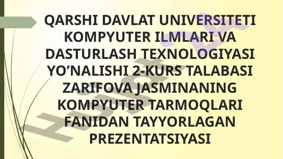 Axborot uzatish muhiti xususiyati taqdimoti