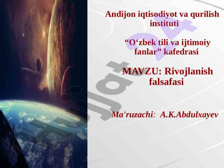 Rivojlanish falsafasi haqida ma'ruza