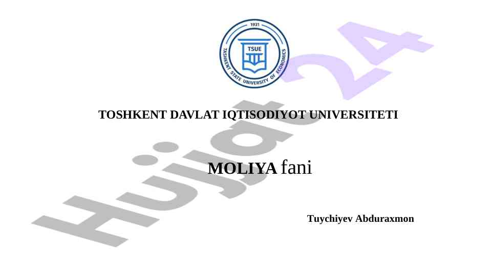 Zamonaviy moliyaviy tizim va moliyaviy oqimlar
