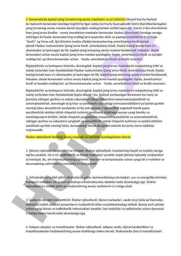 Kapital jamg'armalarning asosiy manbalari va yo'nalishlari
