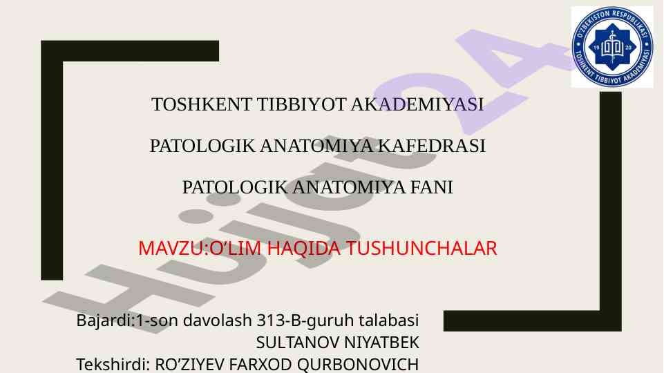 Oʻlim haqida tushunchalar va turlari