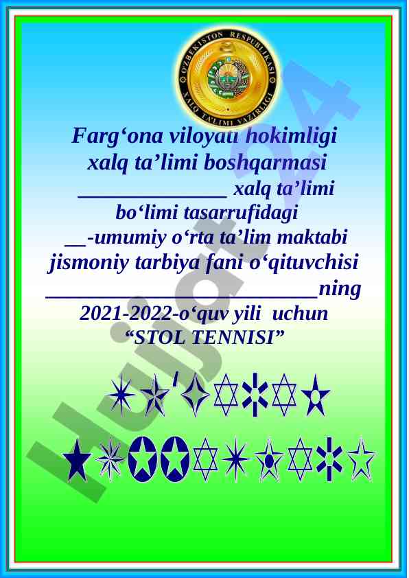 Stol tennisi to‘garak ma’lumotlari 2021-2022