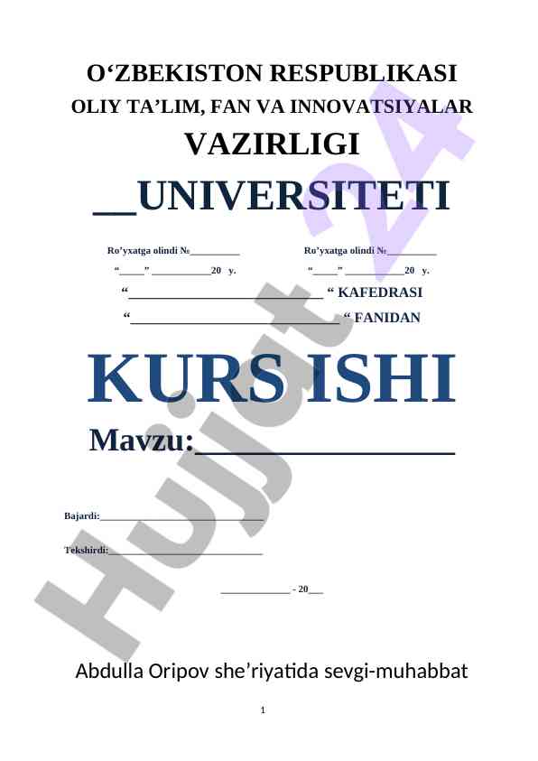 ABDULLA ORIPOV SHE’RIYATIDA SEVGI-MUHBAT MAVZULARI