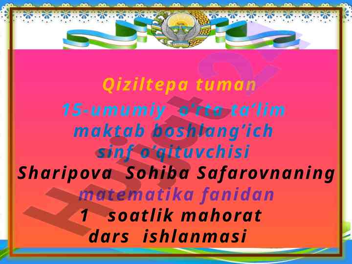 Matematika fanidan uchinchi qo’shiluvchini topish
