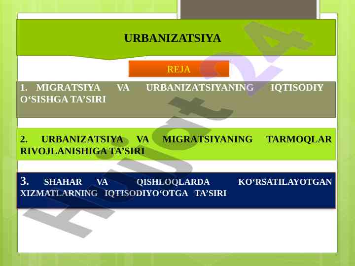 Qishloqlar va shaharlarda urbanizatsiya ta'siri