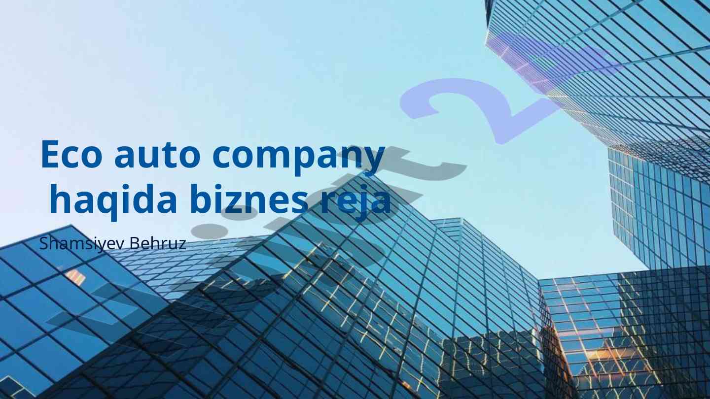 Ekologik avtomobillarni ishlab chiqish biznes rejasi