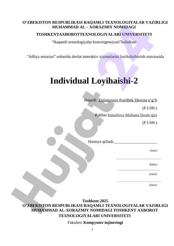 Adliya notarius sohasida davlat xizmatlari loyihasi