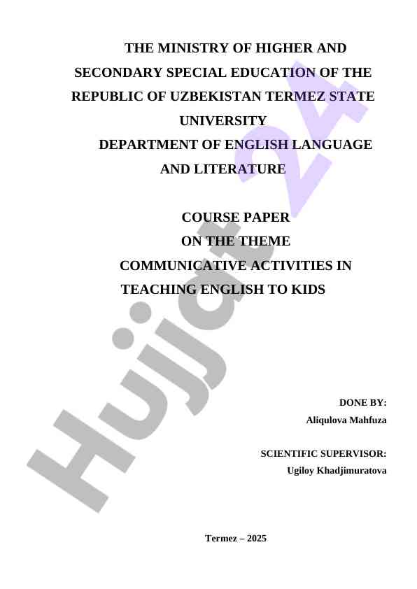 Communicative activities in teaching english to kids