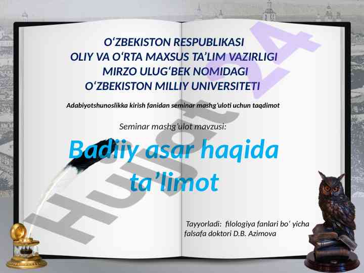 Badiiy asar haqida ta’limot taqdimoti