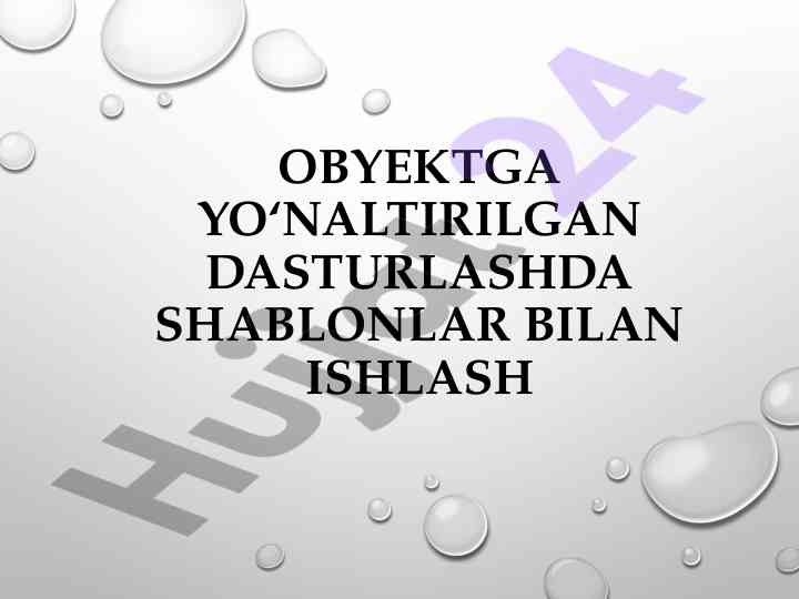 Obyektga yo‘naltirilgan dasturlash kursi