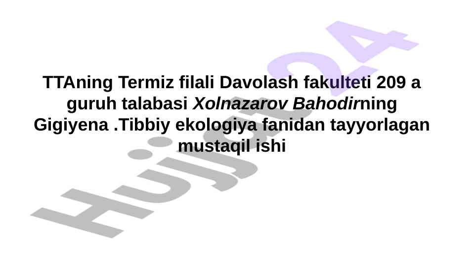 Asosiy oziqa moddalar va vitaminlarning biologik ro’li