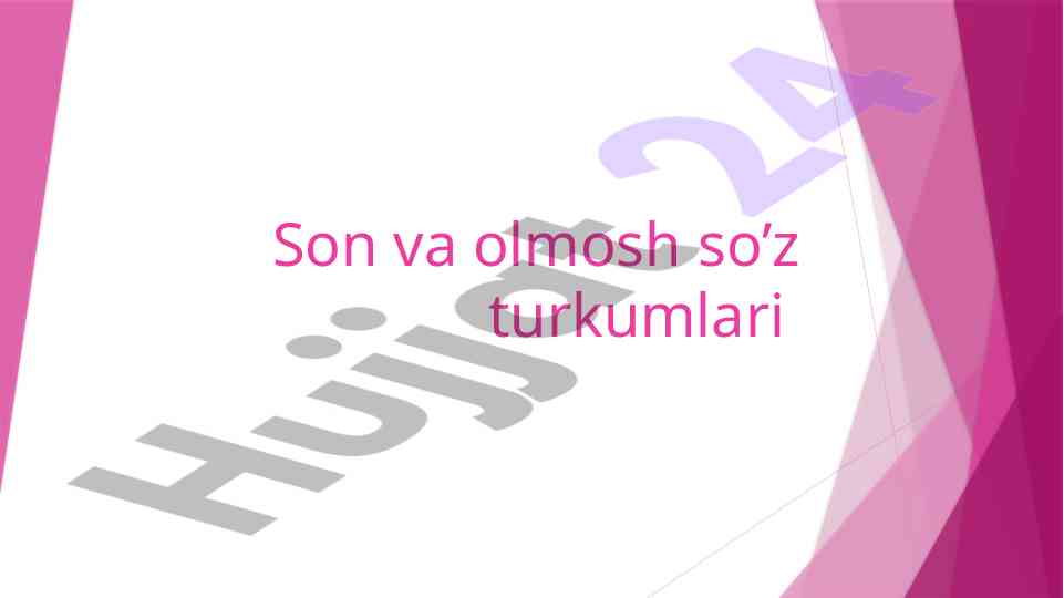Son va olmosh so’z turkumlari tahlili
