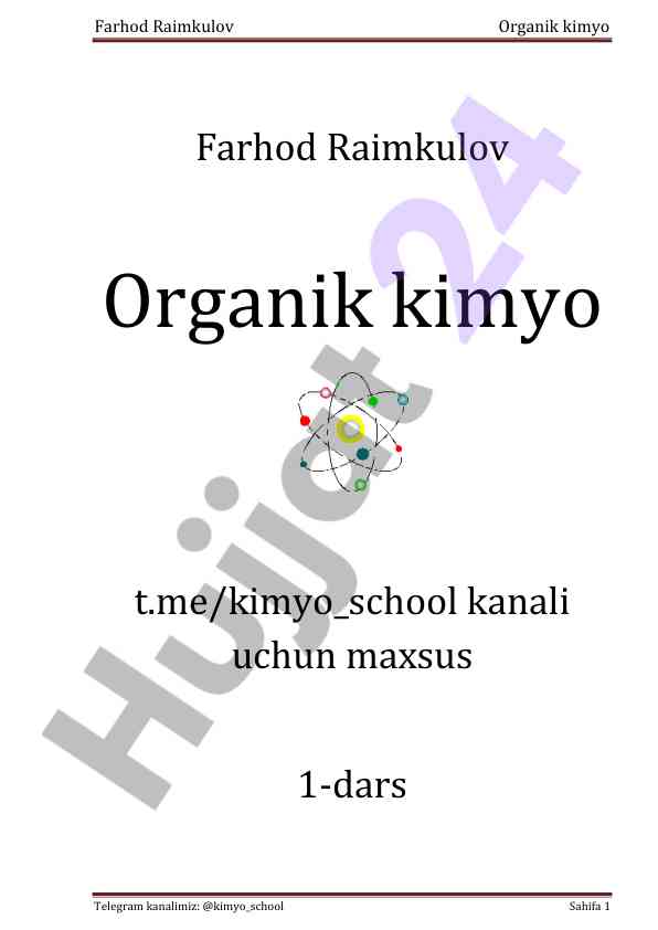 Organik kimyo rivojlanish tarixi va nazariyasi