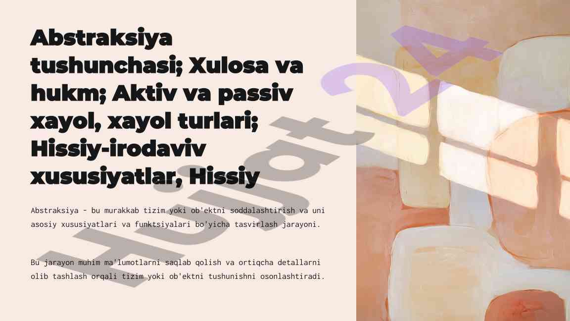 Abstraksiya tushunchasi va uning turlari