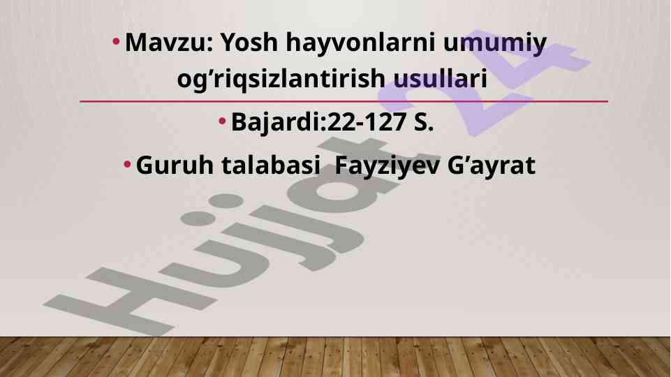 Yosh hayvonlarni umumiy og’riqsizlantirish usullari