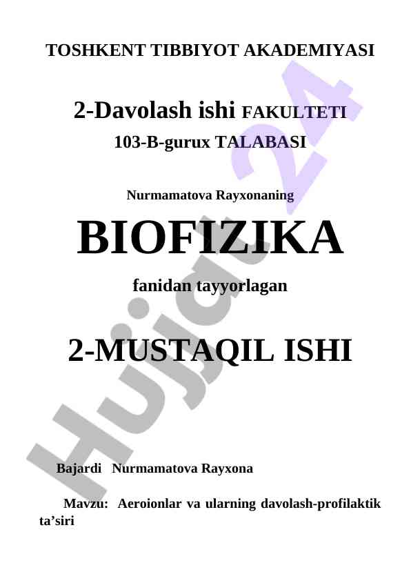 Aeroionlar va ularning davolash-profilaktik ta’siri