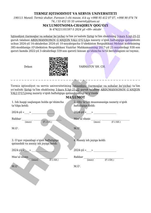 Iqtisodiyot ta’lim yo’nalishida nazariy o’qish hafta