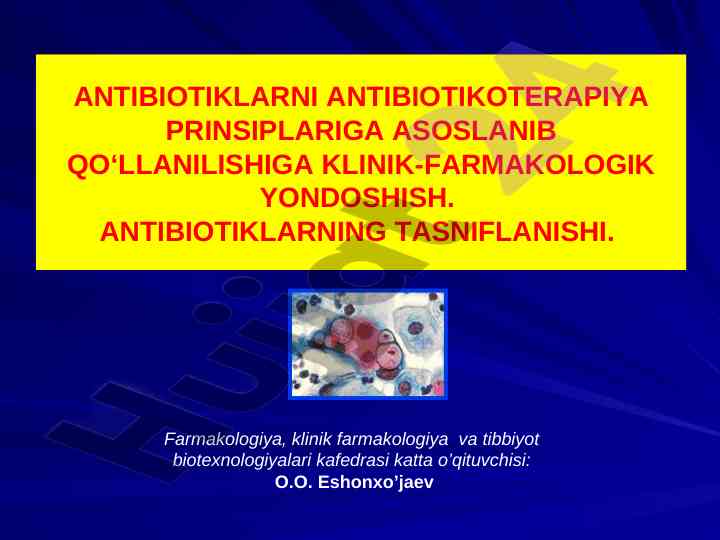 Antibiotiklarni antibakterial terapiya prinsiplari