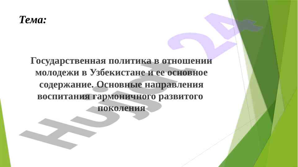 Государственная политика в отношении молодежи в узбекистане