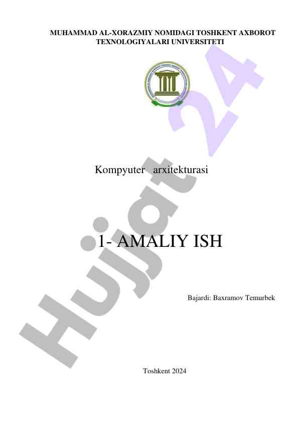Kompyuter arxitekturasi amaliy ish mavzusi