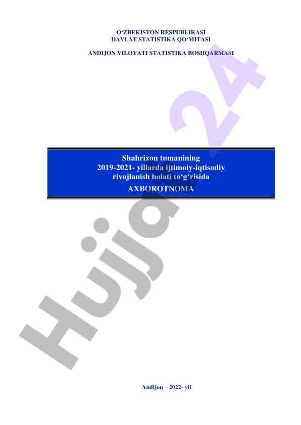 Ijtimoiy-iqtisodiy rivojlanish hisoboti 2019-2021