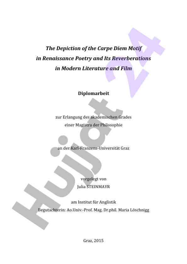 Carpe diem motif in renaissance poetry and modern film